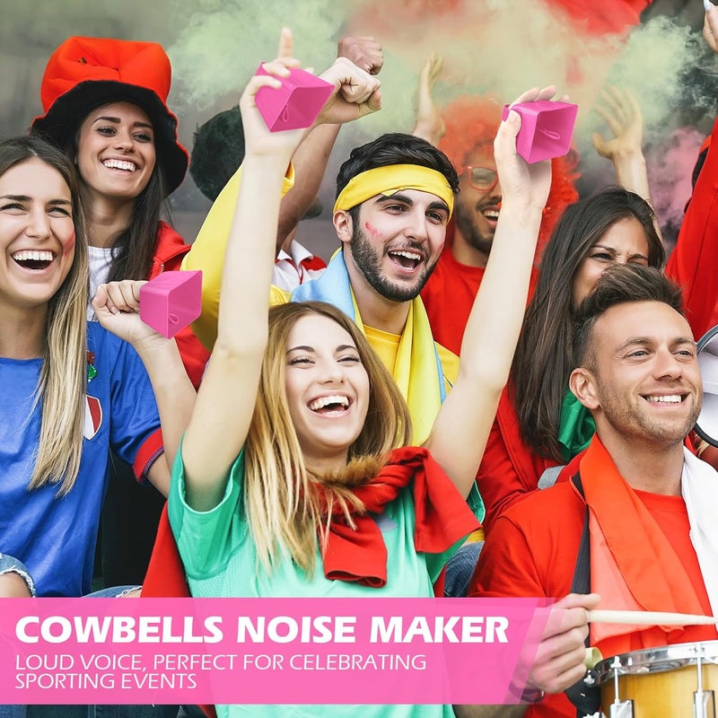 Lukmaa 50 Pack Metal Cowbells Bulk 3 x 2.4 x 3 Inch Cow Bells with Handle Novelty Noise Maker for Sporting Events Cheering Team Spirit Weddings Graduation Baseball Football Game Party (Pink) - Image 3